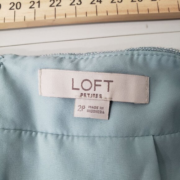 Loft Petites Blue Linen Button Front Mini Skirt Size 2P Casual Preppy Coquette - Picture 4 of 5